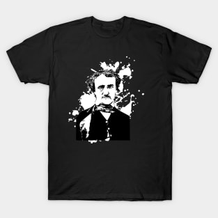 Edgar Allan Poe paint splatter background T-Shirt